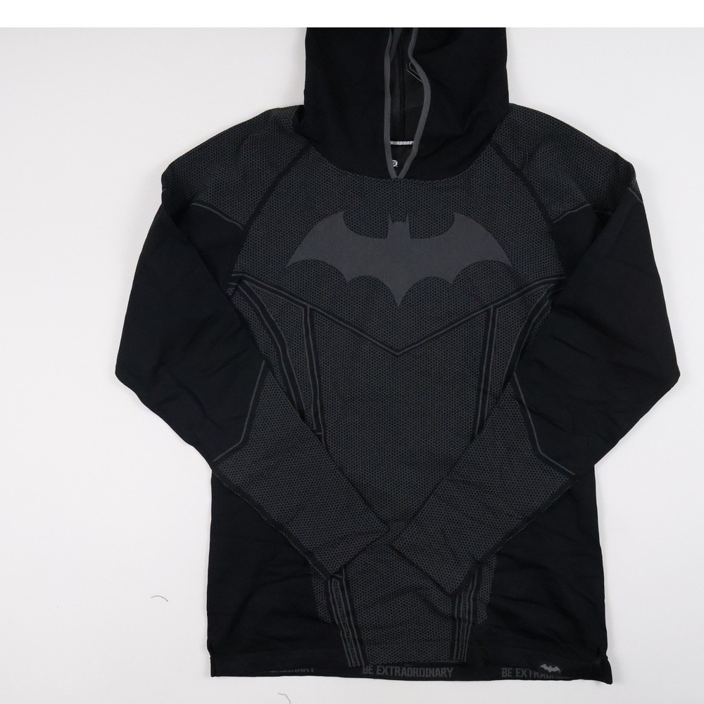 SuperX Batman Performance Hoodie DC Comics Black Graphic Large NWT $128 MSRP